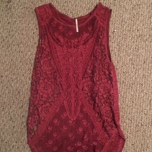 Free People Tops - Free people maroon lace tank top! Size Xs perfect Free People Tops - Free people maroon lace tank top! Size Xs perfect